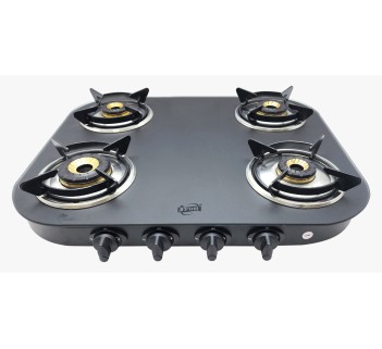 Jyoti 472 Grace Oval Matte | 4 Burner Glass Gas Stove | Toughened Glass Cooktop with 5 year Warranty on Glass | Gas Saving 3D Swirl Forged Brass Burners | Heavy Flame Guard Pan Supports