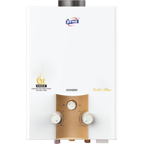 Jyoti Gold Plus LP Instant Gas Geyser | Fully Automatic Low Pressure Gas Water Heater | 6Ltr Capacity Copper Tank | ISI Mark Heating Element 